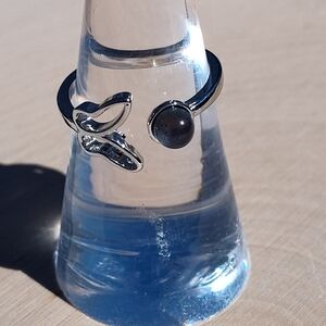 Elegant Silver Ring with Black Stone